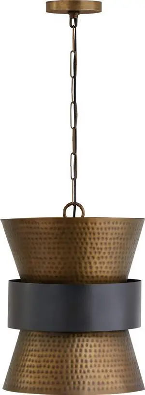 330416PZ Loren Industrial Metal Hourglass Pendant, 1-Light 100 Watts, 17" H x 13" W, Patinaed Brass/Dark Zinc 330416PZ Loren Industrial Metal Hourglass Pendant, 1-Light 100 Watts, 17" H x 13" W, Patinaed Brass/Dark Zinc