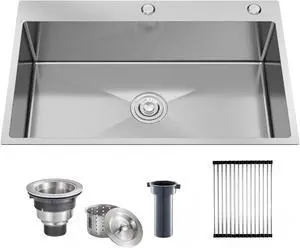 33x22 Drop in Kitchen Sink, 10" Deep Large Top Mount Single Bowl Kitchen Sinks Nano Coating Stainless Steel Kitchen Laundry Room Sinks with Accessories 33x22 Drop in Kitchen Sink, 10" Deep Large Top Mount Single Bowl Kitchen Sinks Nano Coating Stainless Steel Kitchen Laundry Room Sinks with Accessories