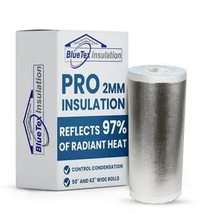 BlueTex 2mm PRO Metal Building Insulation EPE Foam with Single-Sided Pure Aluminum Foil & White Tearproof Woven Backing Reflective Insulation Foam Reflects 97% Radiant Heat (50" Wide, 700 sq ft) BlueTex 2mm PRO Metal Building Insulation EPE Foam with Single-Sided Pure Aluminum Foil & White Tearproof Woven Backing Reflective Insulation Foam Reflects 97% Radiant Heat (50" Wide, 700 sq ft)