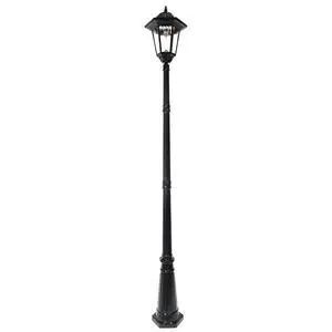 Black Solar Outdoor Post Light, Windsor Bulb, Cast Aluminum, 3-inch Fitter for Lamp Posts, (Windsor Bulb with 96" Light Pole) Black Solar Outdoor Post Light, Windsor Bulb, Cast Aluminum, 3-inch Fitter for Lamp Posts, (Windsor Bulb with 96" Light Pole)