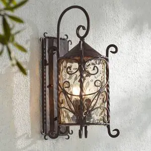 Casa Seville Rustic Outdoor Wall Light Fixture Lantern Dark Walnut Iron Scroll 23 3/4" Hammered Glass Decor for Exterior House Porch Patio Outside Deck Garage Front Door Home Casa Seville Rustic Outdoor Wall Light Fixture Lantern Dark Walnut Iron Scroll 23 3/4" Hammered Glass Decor for Exterior House Porch Patio Outside Deck Garage Front Door Home