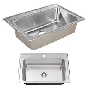 Zuhnë Fortuna 33-Inch Drop-In Single Bowl Stainless Steel Kitchen Sink, 20 Gauge T304 18/10, Brushed Finish, Single Hole Deck, 33 x 22 x 9 in Zuhnë Fortuna 33-Inch Drop-In Single Bowl Stainless Steel Kitchen Sink, 20 Gauge T304 18/10, Brushed Finish, Single Hole Deck, 33 x 22 x 9 in