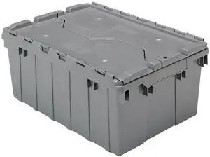 39085 Industrial Plastic Storage Tote with Hinged Attached Lid, (21-Inch L by 15-Inch W by 9-Inch H), Gray, (6-Pack) 39085 Industrial Plastic Storage Tote with Hinged Attached Lid, (21-Inch L by 15-Inch W by 9-Inch H), Gray, (6-Pack)