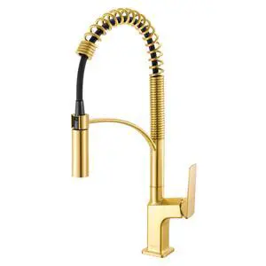 Seneca Single Handle Pull Down Spring Kitchen Faucet with Pre-Rinse Sprayer in Brushed Gold - RVF1236SG Seneca Single Handle Pull Down Spring Kitchen Faucet with Pre-Rinse Sprayer in Brushed Gold - RVF1236SG