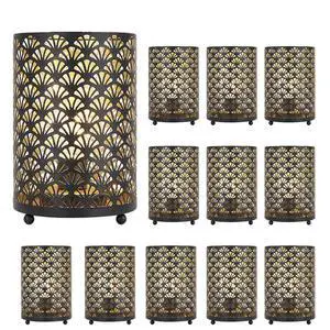 Set of 12 Table Lamp 6.5'' Tall Metal Cordless Table Lamp Bronze Lanterns with Warm Fairy Lights Bulb for Patio Garden Wedding Parties Indoor Outdoor(Scalloped Hollow Pattern) Set of 12 Table Lamp 6.5'' Tall Metal Cordless Table Lamp Bronze Lanterns with Warm Fairy Lights Bulb for Patio Garden Wedding Parties Indoor Outdoor(Scalloped Hollow Pattern)