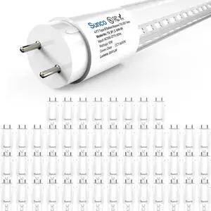 Sunco 50 Pack T8 LED Bulbs 4 Foot, Tube Light Bulbs Ballast Bypass, 48 Inch Fluorescent Replacement, 2200 LM, 18W, 6000K Daylight Deluxe, Single Ended Power, Type B, Clear Lens UL Sunco 50 Pack T8 LED Bulbs 4 Foot, Tube Light Bulbs Ballast Bypass, 48 Inch Fluorescent Replacement, 2200 LM, 18W, 6000K Daylight Deluxe, Single Ended Power, Type B, Clear Lens UL