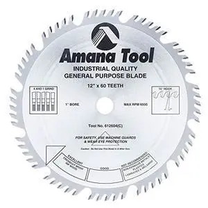 612604 Carbide Tipped Combination Ripping & Crosscut 12" Dia x 60T 4+1 612604 Carbide Tipped Combination Ripping & Crosscut 12" Dia x 60T 4+1