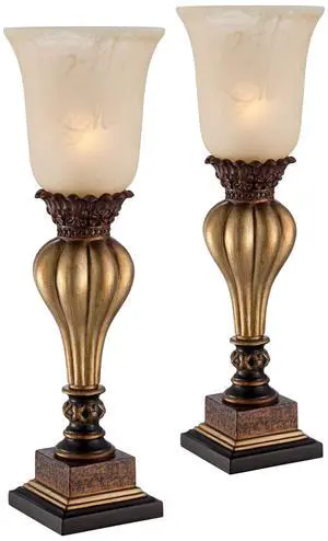Sattley Traditional Uplight Accent Table Lamps 23 1/4" High Set of 2 Light Gold Alabaster Glass Shade Decor for Living Room Bedroom House Bedside Nightstand Home Office Family Sattley Traditional Uplight Accent Table Lamps 23 1/4" High Set of 2 Light Gold Alabaster Glass Shade Decor for Living Room Bedroom House Bedside Nightstand Home Office Family