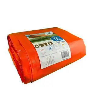 24-551-4040 220GSM Heavy Duty Orange Poly Tarp - 40 ft x 40 ft, 12 Mil Thick, 100% Waterproof with UV Treatment, Reinforced Edges & Rust-Proof Grommets for Outdoor, Construction, and Storage 24-551-4040 220GSM Heavy Duty Orange Poly Tarp - 40 ft x 40 ft, 12 Mil Thick, 100% Waterproof with UV Treatment, Reinforced Edges & Rust-Proof Grommets for Outdoor, Construction, and Storage