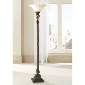 Mulholland Rustic Vintage Torchiere Floor Lamp Standing 72" Tall Bronze Tortoise Shell Font Frosted Glass Shade Decor for Living Room Reading House Bedroom Home Office Mulholland Rustic Vintage Torchiere Floor Lamp Standing 72" Tall Bronze Tortoise Shell Font Frosted Glass Shade Decor for Living Room Reading House Bedroom Home Office