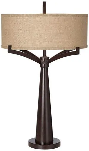 Tremont Rustic Farmhouse Table Lamp 31 1/2" Tall Allegheny Bronze Brown Iron Burlap Fabric Drum Shade for Bedroom Living Room House Home Bedside Nightstand Office Entryway Kids Tremont Rustic Farmhouse Table Lamp 31 1/2" Tall Allegheny Bronze Brown Iron Burlap Fabric Drum Shade for Bedroom Living Room House Home Bedside Nightstand Office Entryway Kids