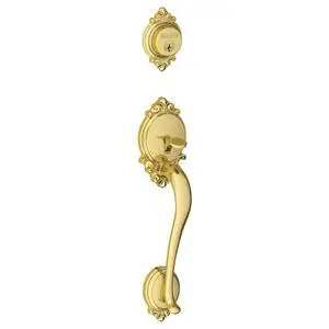 F58 BRK 605 Brookshire Exterior Handleset with Deadbolt, Bright Brass (Exterior Half Only) F58 BRK 605 Brookshire Exterior Handleset with Deadbolt, Bright Brass (Exterior Half Only)