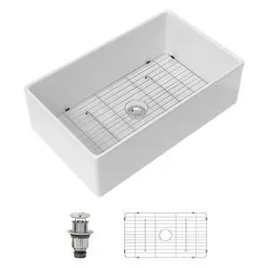 33 Inch White Farmhouse Sink Fireclay Farm House Kitchen Sink Apron Front Barn Country Style Sinks With Rounded Corner,DC-A1101 33 Inch White Farmhouse Sink Fireclay Farm House Kitchen Sink Apron Front Barn Country Style Sinks With Rounded Corner,DC-A1101