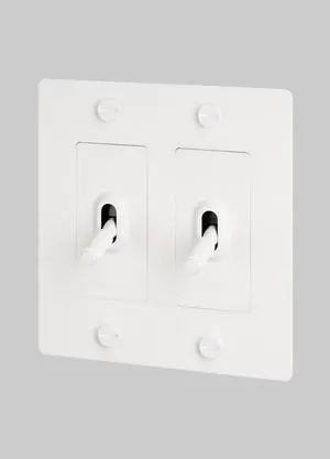Buster and Punch 2 Gang Double Light Switch 1-Way Cross Knurl Without Logo in White Buster and Punch 2 Gang Double Light Switch 1-Way Cross Knurl Without Logo in White