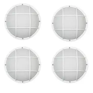 Nautical S772WF Round Outdoor Wall/Ceiling Mount Light Black or White, Composite, Frosted Polycarbonate Diffuser LED Bulb Included, Non-Corrosive (White, Warm White (3000K), 4 Pack) Nautical S772WF Round Outdoor Wall/Ceiling Mount Light Black or White, Composite, Frosted Polycarbonate Diffuser LED Bulb Included, Non-Corrosive (White, Warm White (3000K), 4 Pack)
