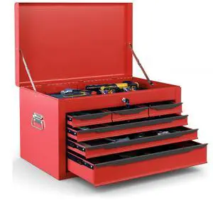 Small Tool Box, 24" Lockable Steel Toolbox with 6 Drawers & Top Tray, Heavy Duty Tool Chest Cabinet Storage Organizer for Garage, Workshop, Repair Shop, Warehouse (Red) Small Tool Box, 24" Lockable Steel Toolbox with 6 Drawers & Top Tray, Heavy Duty Tool Chest Cabinet Storage Organizer for Garage, Workshop, Repair Shop, Warehouse (Red)