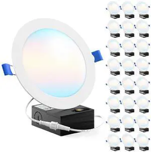 Sunco 24 Pack 6 Inch Ultra Thin LED Recessed Ceiling Lights, High Brightness 1500LM, Selectable CCT 2700K/3000K/4000K/5000K/6000K, Dimmable, 14W, Canless with Junction Box Sunco 24 Pack 6 Inch Ultra Thin LED Recessed Ceiling Lights, High Brightness 1500LM, Selectable CCT 2700K/3000K/4000K/5000K/6000K, Dimmable, 14W, Canless with Junction Box