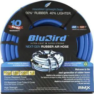 3/8" x 300ft Rubber Air Hose, High-Performance Pneumatic Hose for Automotive, Construction & Industrial Use, Durable, Flexible, High-Pressure Hose with Brass Fittings for Air Tools 3/8" x 300ft Rubber Air Hose, High-Performance Pneumatic Hose for Automotive, Construction & Industrial Use, Durable, Flexible, High-Pressure Hose with Brass Fittings for Air Tools