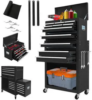13-Drawer Tool Chest with Wheels, 2 in 1 Detachable Rolling Toolbox with Drawers, Large Tool Box with Lock, Mobile Steel Tool Cabinet Storage for Warehouse, Garage (Black) 13-Drawer Tool Chest with Wheels, 2 in 1 Detachable Rolling Toolbox with Drawers, Large Tool Box with Lock, Mobile Steel Tool Cabinet Storage for Warehouse, Garage (Black)