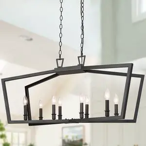 Black Chandelier, Modern 8 Lights Metal Light Fixture for Dining Room and Kitchen Island Black Chandelier, Modern 8 Lights Metal Light Fixture for Dining Room and Kitchen Island
