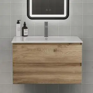 Floating Bathroom Vanity with Sink and 2 Soft-Close Drawers Moisture-Resistant MDF, Space-Saving Design for Modern Bathrooms (Nature with Sink, 30) Floating Bathroom Vanity with Sink and 2 Soft-Close Drawers Moisture-Resistant MDF, Space-Saving Design for Modern Bathrooms (Nature with Sink, 30)
