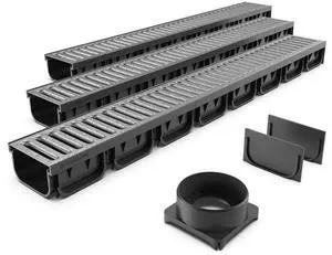 Vodaland - 4 Inch Easy 2 Premium Trench Drain Channel - Galvanized Stamped Steel Grating (3) Vodaland - 4 Inch Easy 2 Premium Trench Drain Channel - Galvanized Stamped Steel Grating (3)