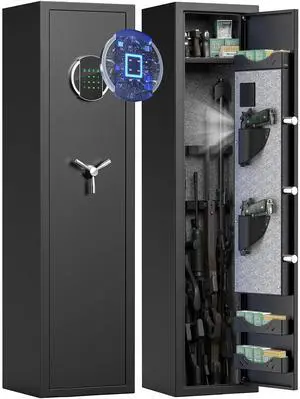 Quick Access 3-5 Rifle & Pistol Safe with Dual Alarm System & Silent Mode, Gun Cabinet with 3 Adjustable Slots Quick Access 3-5 Rifle & Pistol Safe with Dual Alarm System & Silent Mode, Gun Cabinet with 3 Adjustable Slots