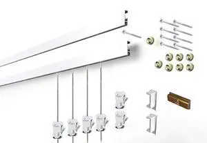 STAS Cliprail Picture Hanging System Set - Covers 9.84 ft of Wall Space - Basic Picture Rail & Art Hanging Gallery Kit (White Rails, Includes 6 Hooks & 4 Cords) STAS Cliprail Picture Hanging System Set - Covers 9.84 ft of Wall Space - Basic Picture Rail & Art Hanging Gallery Kit (White Rails, Includes 6 Hooks & 4 Cords)