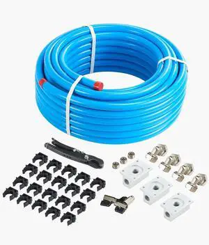 Air Compressor Line Kit, 100FT x 3/4", HDPE-Aluminum Compressed Air Piping System, Leak-Proof, Pressure-Resistant & Easy-to-Install, Compressed Air Line Tubing Kit for Garages Workshops, Blue Air Compressor Line Kit, 100FT x 3/4", HDPE-Aluminum Compressed Air Piping System, Leak-Proof, Pressure-Resistant & Easy-to-Install, Compressed Air Line Tubing Kit for Garages Workshops, Blue