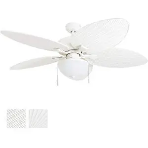 Ceiling Fans Inland Breeze Tropical 52 Inch Indoor Outdoor Ceiling Fan with Light, Pull Chain, 5 Blades with Reversible Motor, White Ceiling Fans Inland Breeze Tropical 52 Inch Indoor Outdoor Ceiling Fan with Light, Pull Chain, 5 Blades with Reversible Motor, White