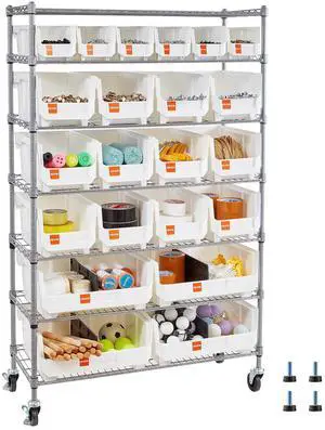 7-Tier Rolling Bin Storage Rack, 22 Organizer Bins, Bin Rack Storage Steel Wire Shelving System with Wheels, Mobile Tool Organizer for Garage, Warehouse, Office, Restaurant, Classroom, Kitchen 7-Tier Rolling Bin Storage Rack, 22 Organizer Bins, Bin Rack Storage Steel Wire Shelving System with Wheels, Mobile Tool Organizer for Garage, Warehouse, Office, Restaurant, Classroom, Kitchen