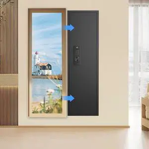 47"Tall Wall Safe Between the Studs,Hidden Wall Safe with Digital Lock - Fireproof & Waterproof, Dual Alarm System, Silent Mode,3 Adjustable Shelves,Magnetic Slot -Modern Steel Construction Black 47"Tall Wall Safe Between the Studs,Hidden Wall Safe with Digital Lock - Fireproof & Waterproof, Dual Alarm System, Silent Mode,3 Adjustable Shelves,Magnetic Slot -Modern Steel Construction Black