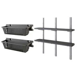 2 Pack 25 x 7.25 Basket Accessory for Outdoor Shed Bundled with Vertical Shed 2 Shelf Kit, Space Saving Wall Mount Storage, Black 2 Pack 25 x 7.25 Basket Accessory for Outdoor Shed Bundled with Vertical Shed 2 Shelf Kit, Space Saving Wall Mount Storage, Black