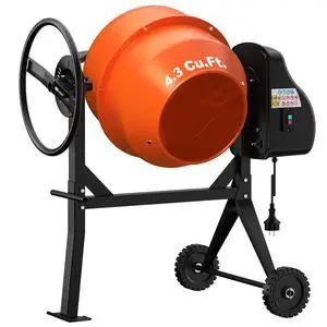 Electric Cement Mixer, 4.3 Cu.Ft. 450W 3/5HP Portable Concrete Mixer Machine with Wheels & Stand Steel for Stucco, Mortar, Feed Mixing, Ideal for Construction & Farm Use, Orange Electric Cement Mixer, 4.3 Cu.Ft. 450W 3/5HP Portable Concrete Mixer Machine with Wheels & Stand Steel for Stucco, Mortar, Feed Mixing, Ideal for Construction & Farm Use, Orange