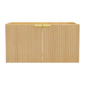 Modern Bathroom Vanity Without Sink, Floating Wall Mount Cabinet with Wavy Textured Doors, Waterproof Storage for Small Bathroom, Soft-Close Design, Nature Wood (Nature Without Sink, 36") Modern Bathroom Vanity Without Sink, Floating Wall Mount Cabinet with Wavy Textured Doors, Waterproof Storage for Small Bathroom, Soft-Close Design, Nature Wood (Nature Without Sink, 36")