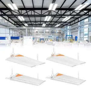 2FT Linear High Bay Shop Lights 4-Pack, 30000lm, 200W/150W/100W & 6000K/5000K/4000K Selectable, 0-10V dimmable, Adjustable Tilt Hanging Light Fixture for Warehouse, Workshop, 100-277V, ETL 2FT Linear High Bay Shop Lights 4-Pack, 30000lm, 200W/150W/100W & 6000K/5000K/4000K Selectable, 0-10V dimmable, Adjustable Tilt Hanging Light Fixture for Warehouse, Workshop, 100-277V, ETL