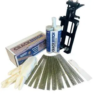 15pk Concrete Crack Repair Kit with Epoxy Dispenser | DIY Foundation Crack Repair | Basements, Garages, & Pools | Carbon Fiber & Kevlar Reinforcement 15pk Concrete Crack Repair Kit with Epoxy Dispenser | DIY Foundation Crack Repair | Basements, Garages, & Pools | Carbon Fiber & Kevlar Reinforcement