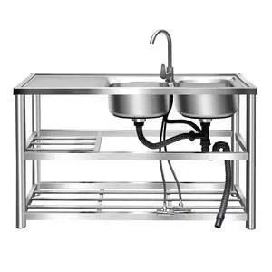 304 Stainless Steel Prep & Utility Sink Free Standing Outdoor Sink, Dual Bowl Commercial Kitchen Sink 2 Compartment for Restaurant, Kitchen, Outdoor (US Stock) 304 Stainless Steel Prep & Utility Sink Free Standing Outdoor Sink, Dual Bowl Commercial Kitchen Sink 2 Compartment for Restaurant, Kitchen, Outdoor (US Stock)