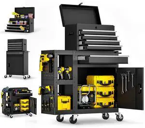 5-Drawer Rolling Tool Chest, Assembled Metal Tool Storage Cabinet with Wheels, Locking Sliding Drawers & Detachable Top Box, for Garage Workshop Repair Room Warehouse 5-Drawer Rolling Tool Chest, Assembled Metal Tool Storage Cabinet with Wheels, Locking Sliding Drawers & Detachable Top Box, for Garage Workshop Repair Room Warehouse