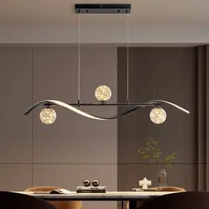 40.2" Black Dimmable Integrated LED Linear Chandelier, Kitchen Island Pendant Lighting, Dining Room Over Table Fixture, Modern Hanging Ceiling Light 40.2" Black Dimmable Integrated LED Linear Chandelier, Kitchen Island Pendant Lighting, Dining Room Over Table Fixture, Modern Hanging Ceiling Light