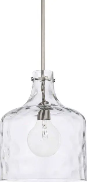 HomePlace Lighting 325717BN Crawford Urban/Industrial Clear Water Glass Jar Pendant Light, 1-Light 100 Watt, 15" H x 12" W, Brushed Nickel HomePlace Lighting 325717BN Crawford Urban/Industrial Clear Water Glass Jar Pendant Light, 1-Light 100 Watt, 15" H x 12" W, Brushed Nickel