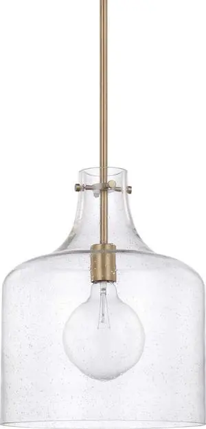 HomePlace Lighting 325712AD Crawford Urban/Industrial Clear Seeded Glass Jar Pendant Light, 1-Light 100 Watt, 15" H x 12" W, Aged Brass HomePlace Lighting 325712AD Crawford Urban/Industrial Clear Seeded Glass Jar Pendant Light, 1-Light 100 Watt, 15" H x 12" W, Aged Brass