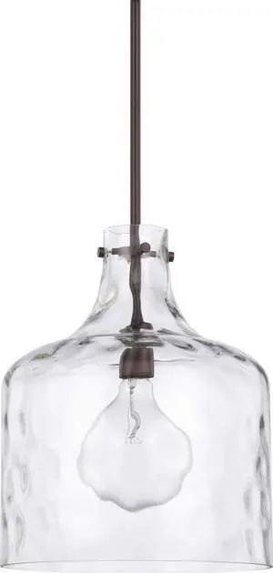 HomePlace Lighting 325717BZ Crawford Urban/Industrial Clear Water Glass Jar Pendant Light, 1-Light 100 Watt, 15" H x 12" W, Bronze HomePlace Lighting 325717BZ Crawford Urban/Industrial Clear Water Glass Jar Pendant Light, 1-Light 100 Watt, 15" H x 12" W, Bronze