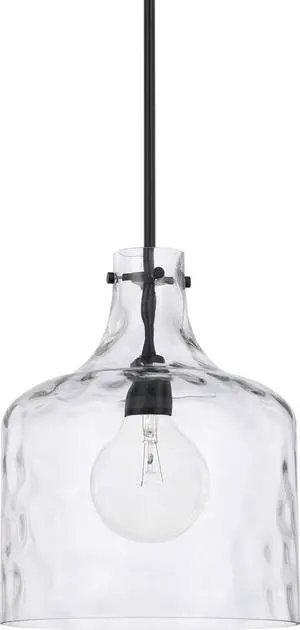 HomePlace Lighting 325717MB Crawford Urban/Industrial Clear Water Glass Jar Pendant Light, 1-Light 100 Watt, 15" H x 12" W, Matte Black HomePlace Lighting 325717MB Crawford Urban/Industrial Clear Water Glass Jar Pendant Light, 1-Light 100 Watt, 15" H x 12" W, Matte Black