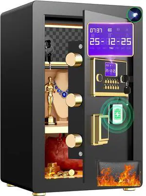 Safe Box with Digital Keypad & Alarm System - Electronic Lock Box for Jewelry Cash with Adjustable Shelves - Includes LED Light & Fireproof and Waterproof Bag(0.8/1.0/1.3/1.53/2.5Cuft) Safe Box with Digital Keypad & Alarm System - Electronic Lock Box for Jewelry Cash with Adjustable Shelves - Includes LED Light & Fireproof and Waterproof Bag(0.8/1.0/1.3/1.53/2.5Cuft)