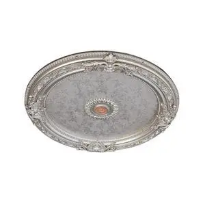 Antique Round Silver Chandelier Ceiling Medallion or Fan Medallion, 36 Inches Antique Round Silver Chandelier Ceiling Medallion or Fan Medallion, 36 Inches