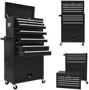 13-Drawer Rolling Tool Chest,Large Toolbox with Wheels, Tool Cabinets with Drawers, Top Detachable Tool Box with Hooks Handles for Workshop Mechanical Garage - Black 13-Drawer Rolling Tool Chest,Large Toolbox with Wheels, Tool Cabinets with Drawers, Top Detachable Tool Box with Hooks Handles for Workshop Mechanical Garage - Black
