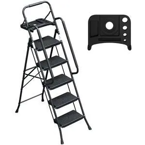 5 Step Ladder with Handrails Folding Step Stool with Tool Plateform, 330 lb Capacity Step Stools for Adults Portable Ladder for Home Kitchen Steel Frame with Non-Slip Wide Pedal 5 Step Ladder with Handrails Folding Step Stool with Tool Plateform, 330 lb Capacity Step Stools for Adults Portable Ladder for Home Kitchen Steel Frame with Non-Slip Wide Pedal