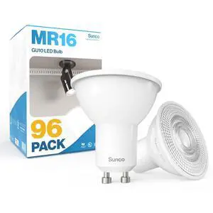 Sunco 96 Pack GU10 LED Bulb, 550LM, 3000K Warm White, 5.5W=50W Equivalent, Dimmable MR16 Bulbs for Recessed, Track Lighting, Spot Lights, Range Hood, 25000 Hours, UL Sunco 96 Pack GU10 LED Bulb, 550LM, 3000K Warm White, 5.5W=50W Equivalent, Dimmable MR16 Bulbs for Recessed, Track Lighting, Spot Lights, Range Hood, 25000 Hours, UL