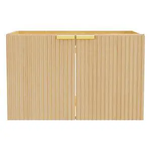 Modern Bathroom Vanity Without Sink, Floating Wall Mount Cabinet with Wavy Textured Doors, Waterproof Storage for Small Bathroom, Soft-Close Design, Nature Wood (Nature Without Sink, 30") Modern Bathroom Vanity Without Sink, Floating Wall Mount Cabinet with Wavy Textured Doors, Waterproof Storage for Small Bathroom, Soft-Close Design, Nature Wood (Nature Without Sink, 30")